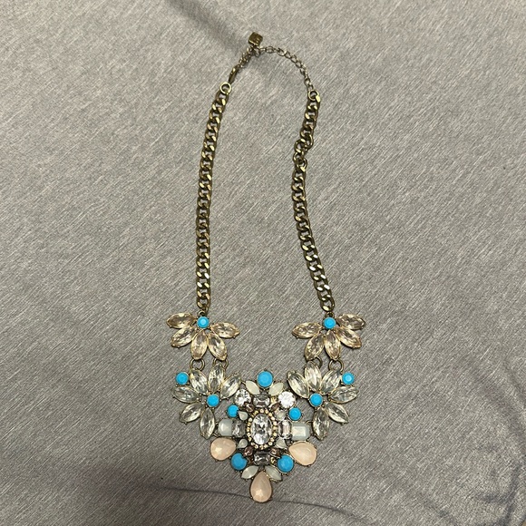 Gold, Turquoise, and Pale pink necklace - Picture 1 of 3